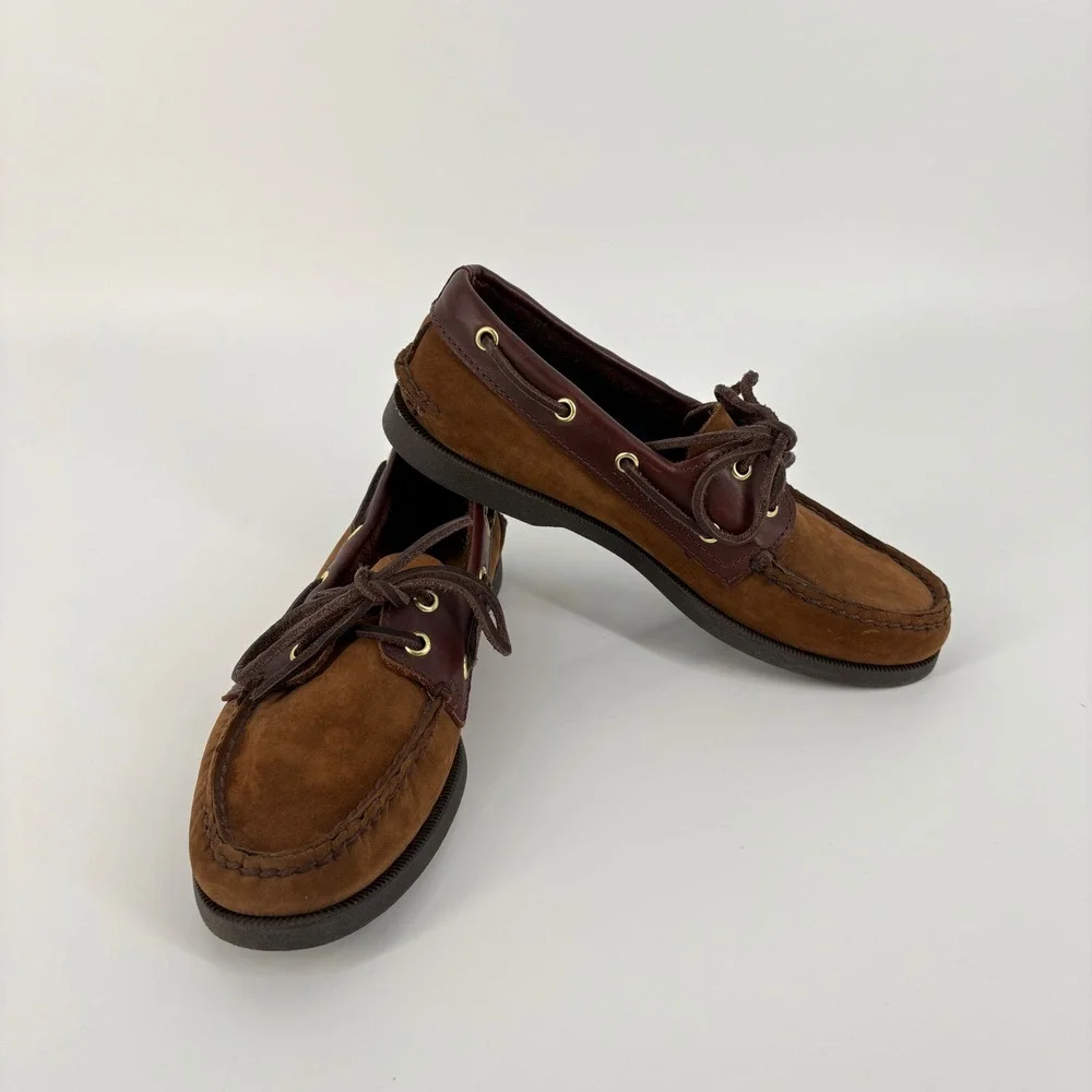 Sperry Top-Sider Boat Shoes Mens Brown Suede Leather Authentic Original Loafers